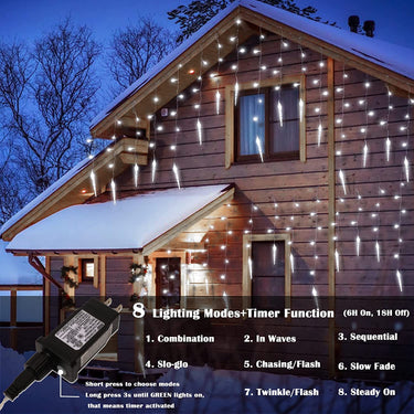 34 ft 366 LED Christmas Decorations 8 Modes 70 Drops Outdoor Christmas Decorations Icicle Lights with Timer Christmas Lights Waterproof Lights for Outside Decor, Porch, Yard